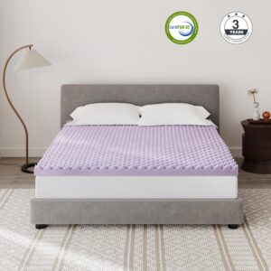 Dyonery 2 Inch Egg Crate Memory Foam Queen Mattress Topper, Soothing Lavender Infused, CertiPUR-US Certified, Cooling Sleep, Pressure Relief, 60"×80"×2"