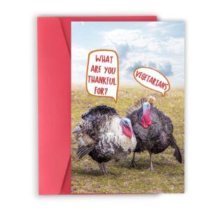 asmallgf funny thanksgiving card with envelope, happy thanksgiving gifts for him her bestie, thankful for vegetarians