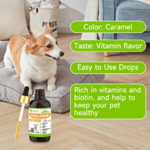 Liquid Collagen for Dogs and Cats, Skin and Coat Supplement for Dogs and Cats, Lustrous Coat, Vibrant Skin, Supplementary Nutrition, Improve Immunity, with Vitamin and Biotin