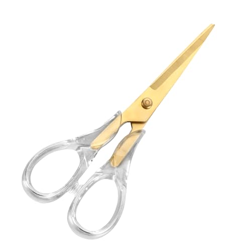 Heavy Duty Gold Scissors Craft Scissors Clear Acrylic Scissors Craft Office Professional Shears for Home School Office Paper Fabric