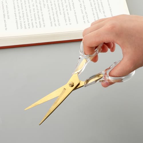 Heavy Duty Gold Scissors Craft Scissors Clear Acrylic Scissors Craft Office Professional Shears for Home School Office Paper Fabric