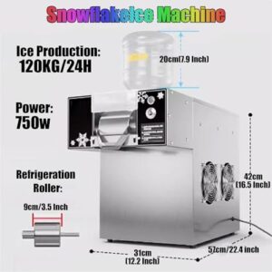 Air-Cooled Snowflake Ice Machine, Shaved Ice Machine, Korean Smoothie Machine, Commercial Continuous Ice Machine (180KG)