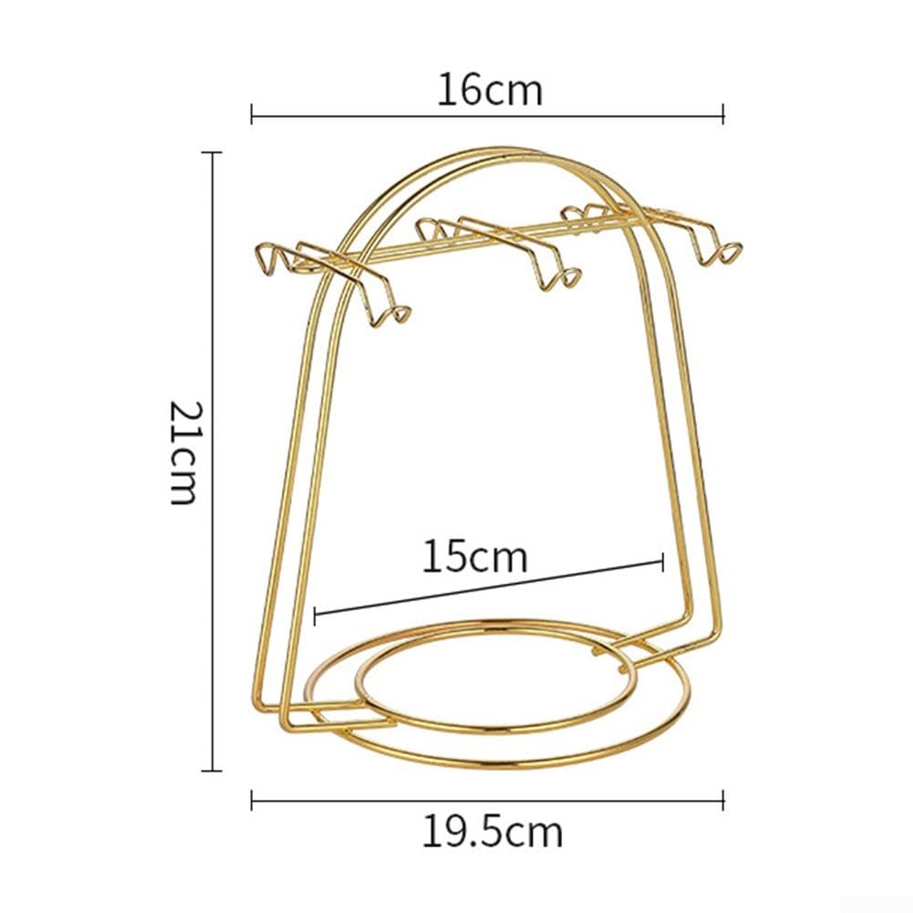 Home Storage Mug Hooks Stainless Steel Wire Rack Display Stand Service for Tea Cups, Gold Metal Stand for Coffee Cups and Saucers(B)