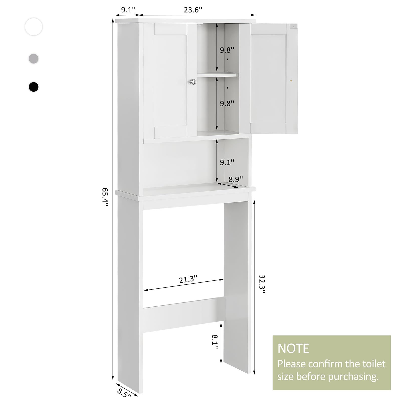 Meilocar Over The Toilet Storage Cabinet, Bathroom Storage Organizer Over Toilet, Bathroom Cabinet Space Saver W/Adjustable Shelf & Open Storage Shelf, White