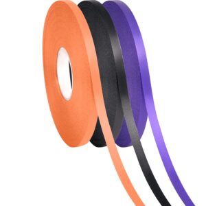 3 rolls curling ribbon for gift wrapping for bows bouquet,wedding,floral arrangement 01 black,purple,orange 3/16 inch