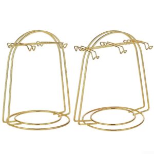 Home Storage Mug Hooks Stainless Steel Wire Rack Display Stand Service for Tea Cups, Gold Metal Stand for Coffee Cups and Saucers(B)