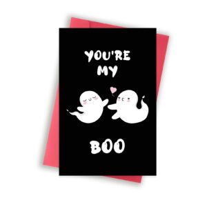 cute halloween card for him her, funny ghost anniversary cards for husband wife, romantic birthday card for boyfriend girlfriend, sweet valentine's day card for women men, you're my boo