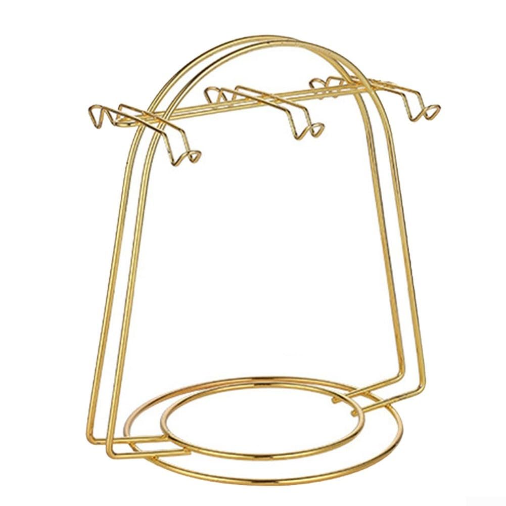 Home Storage Mug Hooks Stainless Steel Wire Rack Display Stand Service for Tea Cups, Gold Metal Stand for Coffee Cups and Saucers(B)