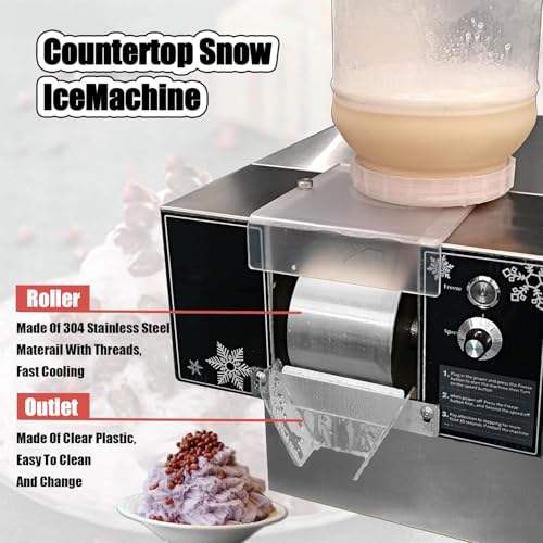 XURUIUS Snowflake Ice Machine, Small Snowflake Continuous Cooling Milk Mango Smoothie Shaved Ice Machine, Smoothie Crusher Ice Crusher (60KG)