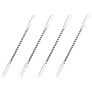 4pcs stainless steel lab laboratory mini double-ended spatula,micro spatula, semi-micro shovel tapered arrow end flat ends,mini metal spatula,6" length