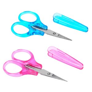 2pcs small scissors all purpose craft scissors mini detail small scissors stainless steel scissors with protective cover precision straight fine tips design for paper cutting,scrapbooking