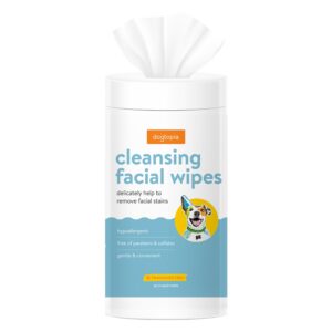 dogtopia cleansing facial wipes for pets | convenient face cleaning wipes (60 count) for dogs and cats | hypoallergenic, fragrance-free, remove eye discharge and tear stains