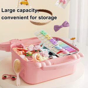 Pink Heart Storage Box Plastic Storage Case for Art Craft and Cosmetic Hair Accessories Organizer Portable Handled Multipurpose Organizer for Home School Office (Pink)