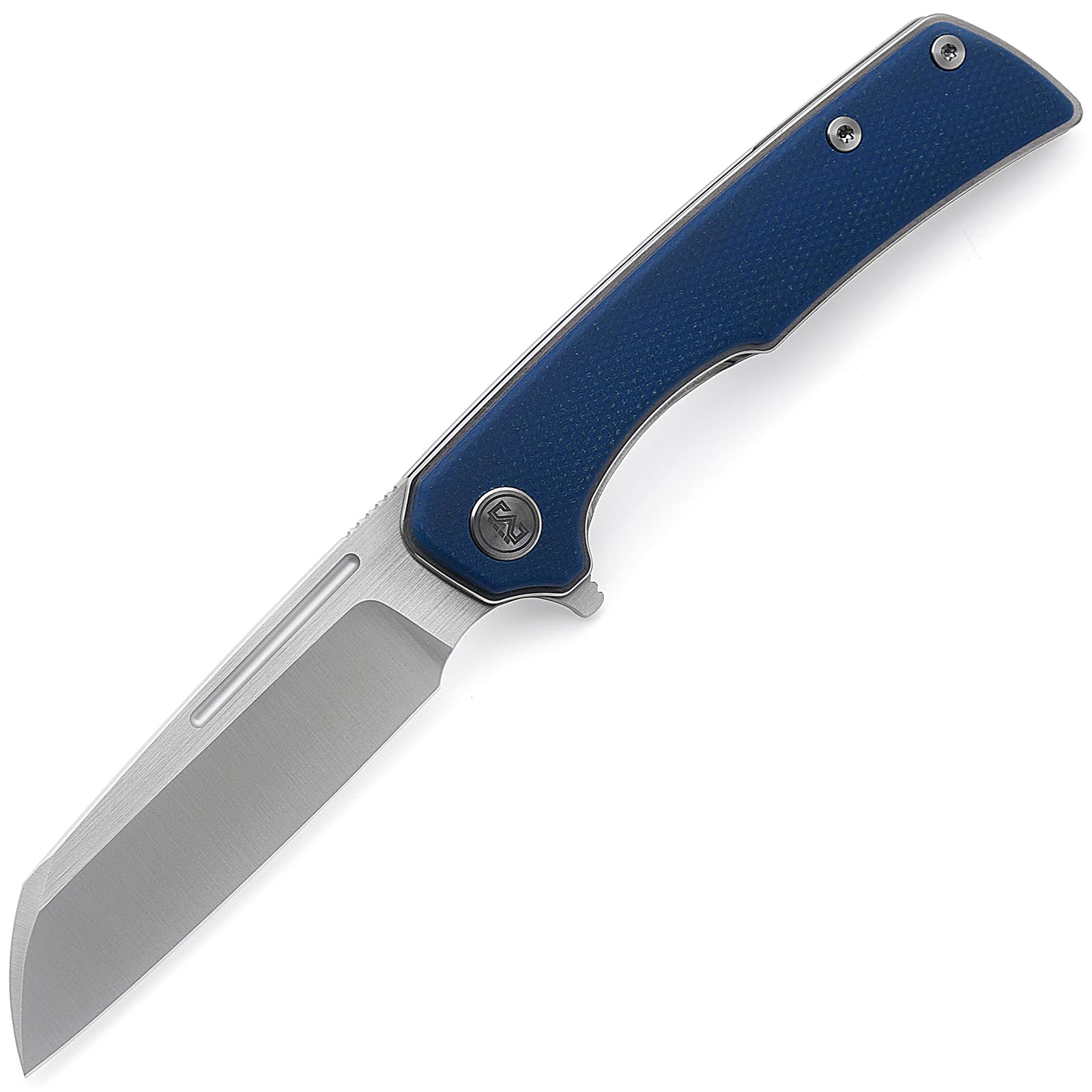 Miguron Knives M Malory Flipper Folding Knife 3.5" 14C28N Satin Blade Blue Micarta Handle Outdoor Camping Hiking Pocket Knife MGR-809MBU