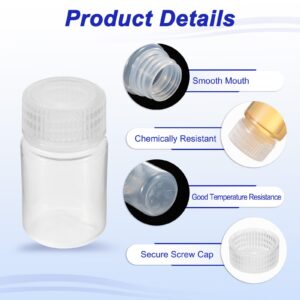 PATIKIL 12Pcs 30ml Reagent Bottles, PP Wide Mouth Round Bottles with Screw Cap for Lab Water Reagent Liquids Solid Sample Storage Seal, Clear