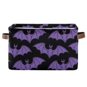 storage basket halloween purple bat canvas collapsible box organizer bin with handles