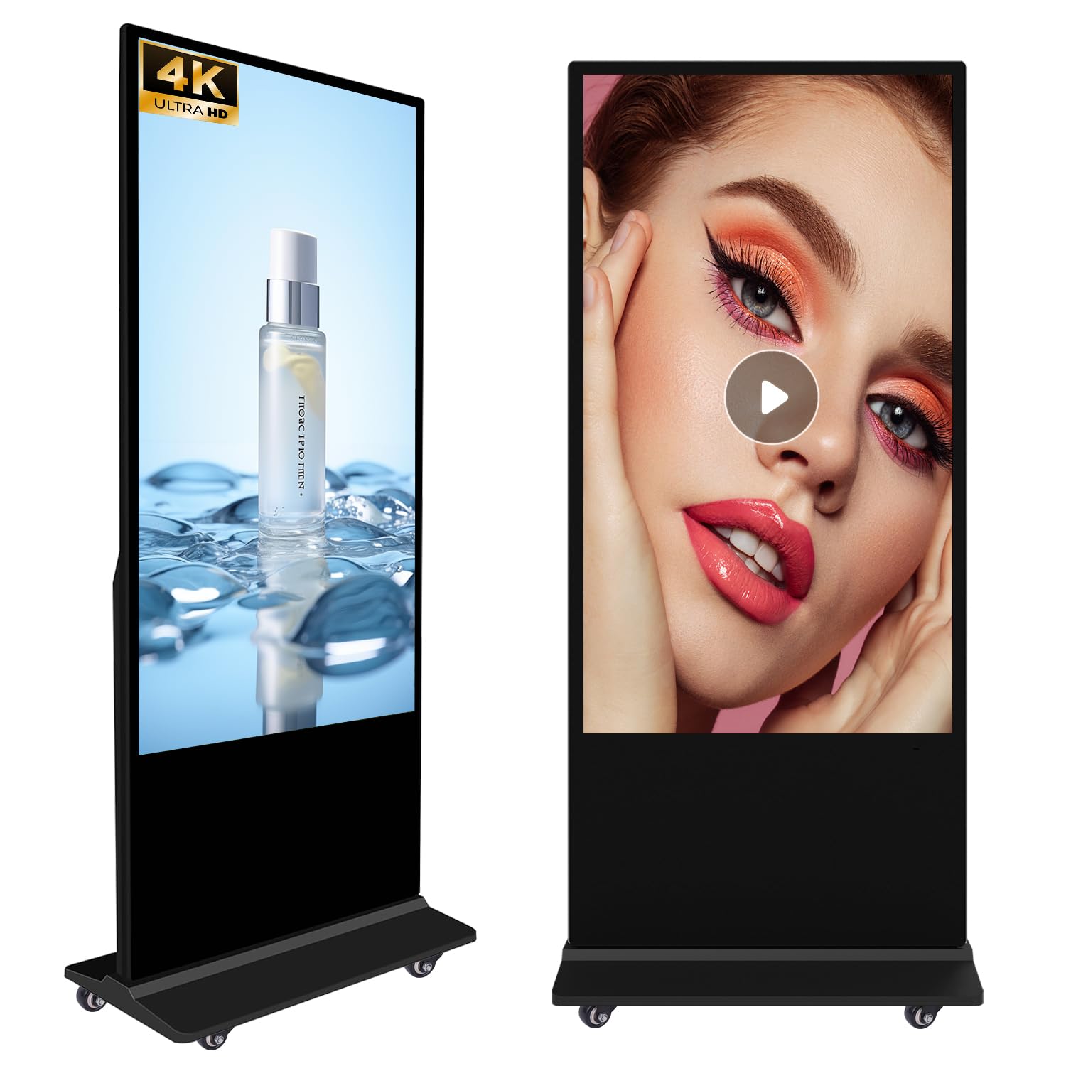 65 Inch Indoor Digital Signage, 4K UHD LCD Non-Touchscreen Floor Standing Digital Signage Interactive Displays, CMS and U-Disk Input Auto ADS Player Android OS