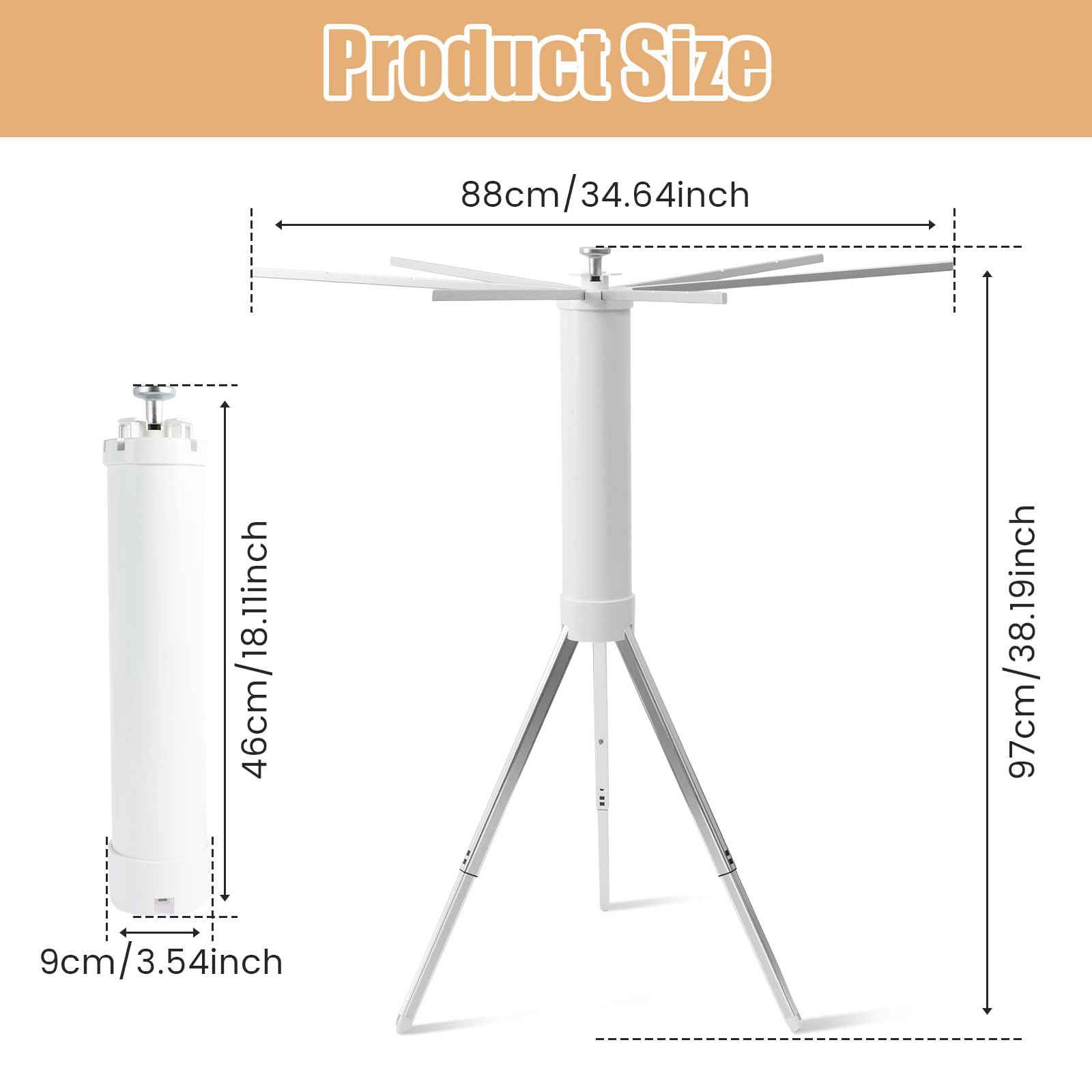 ZJRDYYK Tripod Clothes Drying Rack, Portable Collapsible Laundry Drying Rack Freestanding for Clothes Towels Dorm Camping Outdoor Travel