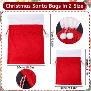 DIYDEC 2pcs Christmas Velvet Santa Bags with Drawstring Christmas Red Santa Gift Bags Large Santa Gift Sack for Xmas Present Party Supply Santa Costume Holiday Wrapping