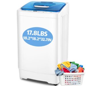 nictemaw portable washing machine 17.8lbs portable washer 2.3 cu.ft full automatic washer and dryer combo with 8 programs 3 water temps 3 water levels, drain pump, wheels, for apartment home rvs