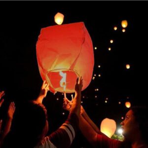 Paper Lanterns to Release in Memory, 15Pack Colored, Paper Lanterns were The Highlight of Party! Chinese Lanterns Easy to Use, Wish Lanterns for Memory of Family.