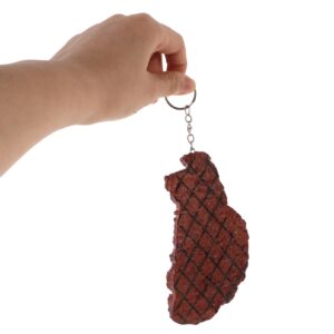 ibasenice Artificial Roast Beef Keychain Holder 1:1 Pvc Creative Fake Steak Keychain Lifelike Food Model Keyring Imitation Meat Keychain for Backpack Purse