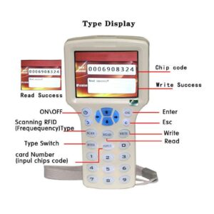 RFID Reader Writer Duplicator, Full Band 10 Frequency RFID NFC Card Copier Reader Writer for IC ID Cards, 125KHz 13.56MHz RFID Smart Card Copier, Encrypted Card Decoder