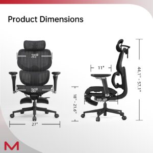 Motostuhl D2 Pro High Back Ergonomic Home Office Chair with DTS Self-Adaptive Lumbar Support, Multi-Adjustable Armrest, Wire Controlled Design, Footrest, 4D Headrest Mesh Office Computer Chair (Black)