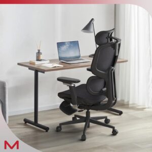 Motostuhl D2 Pro High Back Ergonomic Home Office Chair with DTS Self-Adaptive Lumbar Support, Multi-Adjustable Armrest, Wire Controlled Design, Footrest, 4D Headrest Mesh Office Computer Chair (Black)