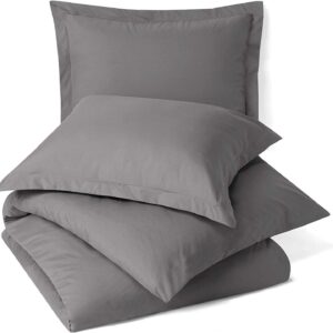 100% Egyptian Cotton Dark Grey Solid, 5-Pieces Duvet Cover Set Super Queen 90x98 Soft & Cozy Zipper Closure & Corner Ties 1 Duvet Cover & 4 Pillow Sham 1000 Thead Count