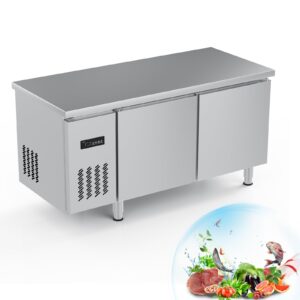 garveetech commercial refrigerator worktop undercounter refrigerator, 71" worktop freezer, 2 door stainless stee counter fan cooling refrigerator, 15 cu. ft. for restaurant, bar, store