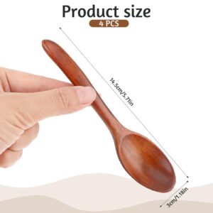 4pcs Long Handle Wooden Spoon ice Cream Spoon Wooden Teaspoon Environmentally Friendly Table Spoon Honey Coffee Tea Sugar Salt Spoons for Mixing Coffee Tea Jam and Bath Salt In Kitchen