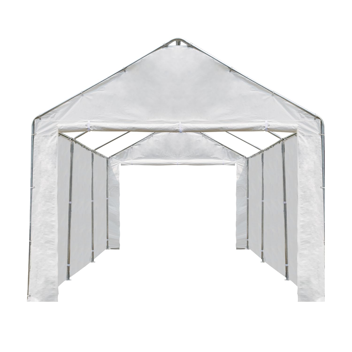 MELLCOM 10 x 20ft Carport Replacement Canopy Cover Side Wall with Zipper Door,Garage Tent Shelter Waterproof & UV Protected,White (Top and Frame Not Included)