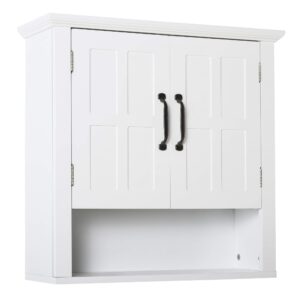 homcom medicine cabinet, 3-tier bathroom wall cabinet with adjustable shelf and 2 doors, bathroom cabinet for over the toilet, white