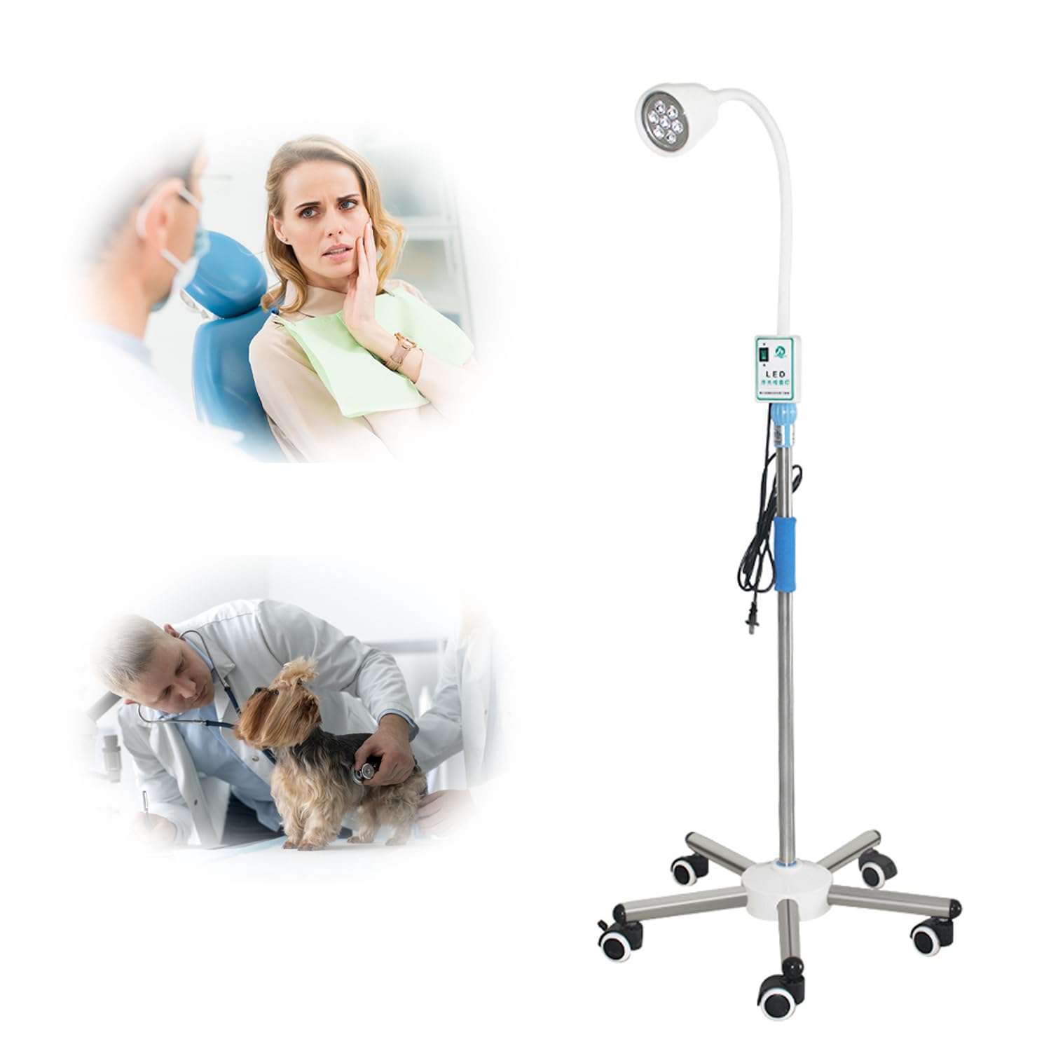 Surgical Examination Light—Mobile Surgical Lamp LED Dental Oral Light 360° Free Rotation,Medical Surgical Lightapplicable to: pet Hospitals, Beauty Salons, Tattoo Shops