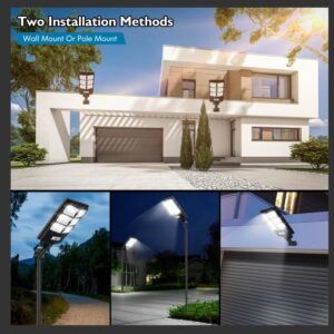 VUAA 2 Pack Solar Street Lights Outdoor Waterproof, 6500K 10000LM LED Solar Lights for Outside Dusk to Dawn, Solar Flood Lighting with Motion Sensor and Remote Control for Parking Lot, Garage