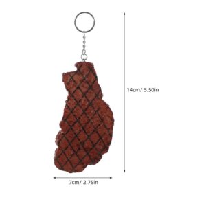 ibasenice Artificial Roast Beef Keychain Holder 1:1 Pvc Creative Fake Steak Keychain Lifelike Food Model Keyring Imitation Meat Keychain for Backpack Purse