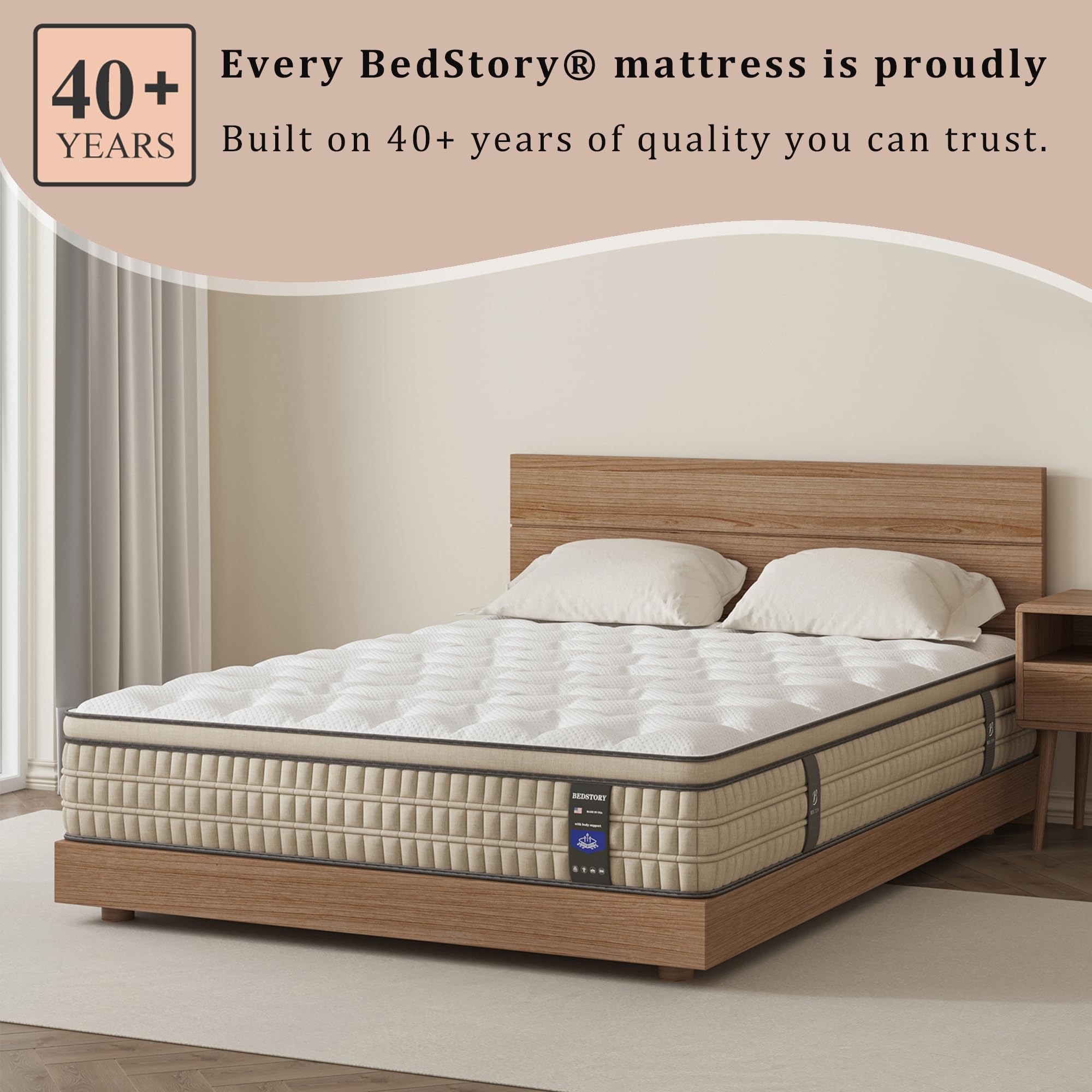 BedStory Full Mattress 12 inch - Hotel-Collection Hybrid Mattress for Extra Lumbar Support - Pain Relieving Deep Sleep Plush Mattress - Fiberglass Free Bed in a Box, CertiPUR-US Certified, 365 Trial