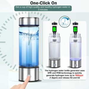 Hydrogen Water Bottle, 2024 Portable Hydrogen Water Generator with Advanced SPE PEM Technology, High-Efficiency Water Ionizer for Office, Travel, Fitness & Everyday Hydration, 420ml