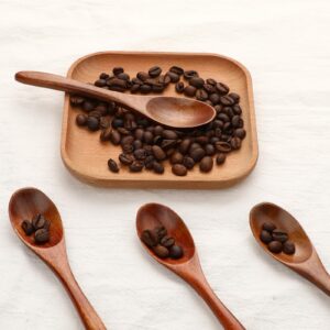 4pcs Long Handle Wooden Spoon ice Cream Spoon Wooden Teaspoon Environmentally Friendly Table Spoon Honey Coffee Tea Sugar Salt Spoons for Mixing Coffee Tea Jam and Bath Salt In Kitchen