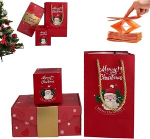 surprise gift box explosion for money, 2024 newly merry christmas surprise gift boxes, folding pop-up explosion gift box, christmas boxes explosion gift box for money and birthday (10 boxes red)