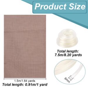 OLYCRAFT 59 Inch Wide Sling Chair Replacement Fabric 36 Inch Long Folding Lounge Repair Cloth DIY Chair Replacement Kits Including 7.5m Polyester Fabrics Transparent PVC Sling Splines-5mm Diameter