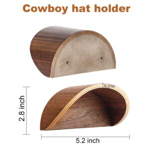 Cowboy Hat Rack ,2 Pack Wooden Cowboy Hat holder,Satin Finish Hat Hangers for Wall ,Cowboy Hat Rack for Wall Can Keeps Original Shape of Hat,Applies to Fedoras Hat Cowboy Hat Sun Hats ( Walnut Wood)