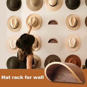 Cowboy Hat Rack ,2 Pack Wooden Cowboy Hat holder,Satin Finish Hat Hangers for Wall ,Cowboy Hat Rack for Wall Can Keeps Original Shape of Hat,Applies to Fedoras Hat Cowboy Hat Sun Hats ( Walnut Wood)