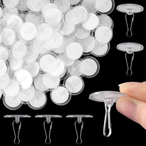 ancirs 80 pcs self adhesive ceiling hooks, clear sticky hooks for hanging, removable sticker hooks, no drill ceiling hook for plants, lights, clothes, bags