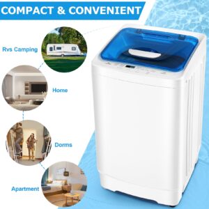 Nictemaw Portable Washing Machine 17.8Lbs Portable Washer 2.3 Cu.ft Full Automatic Washer and Dryer Combo with 8 Programs 3 Water Temps 3 Water Levels, Drain Pump, Wheels, for Apartment Home RVs