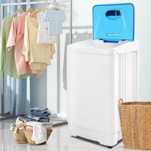 Nictemaw Portable Washing Machine 17.8Lbs Portable Washer 2.3 Cu.ft Full Automatic Washer and Dryer Combo with 8 Programs 3 Water Temps 3 Water Levels, Drain Pump, Wheels, for Apartment Home RVs