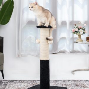 Komicoll 34-Inch Tall Cat Scratching Post for Indoor Cats, Large Carpet Scratch Post, Sisal Cat Scratcher, Sturdy and Durable Cat Post with Hanging Ball