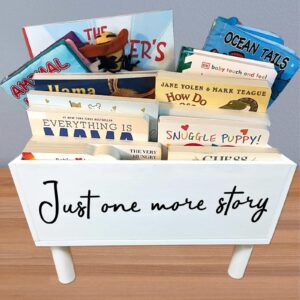 Just One More Story Bookshelf for Toddlers,Wooden Book Storage Box Caddy Basket Organizer with Legs,Floor Book Display,Kids Book Rack Bin Bookcase for Nursery Classroom Library