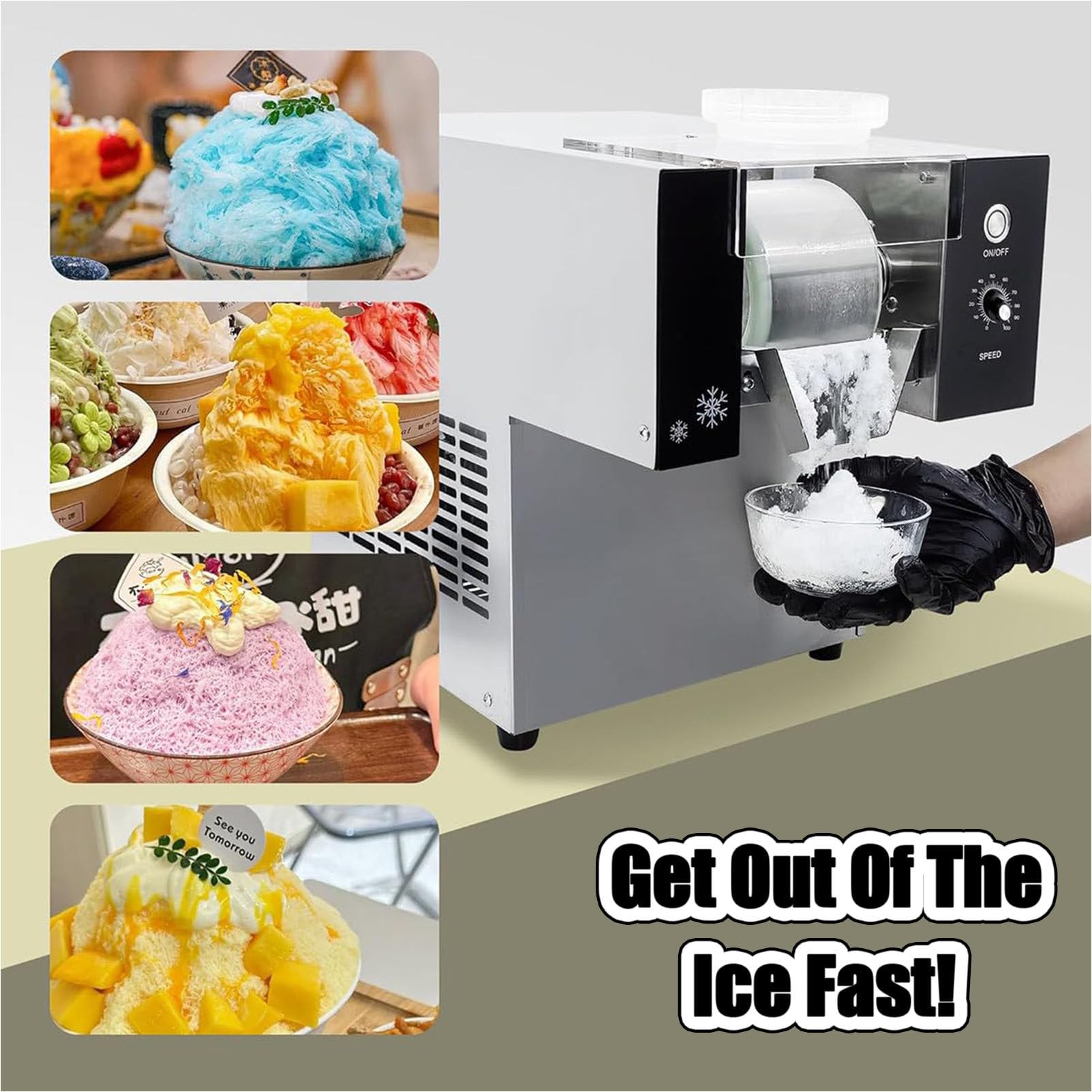 XURUIUS Korean Snowflake Ice Machine, Commercial Milk Mango Smoothie Shaved Ice Machine, Smoothie Crusher, 4 Flavors of Snowflake Ice (120KG)